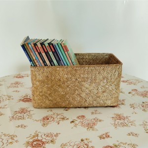 Χειροποίητο τετράγωνο καλάθι Seagrass